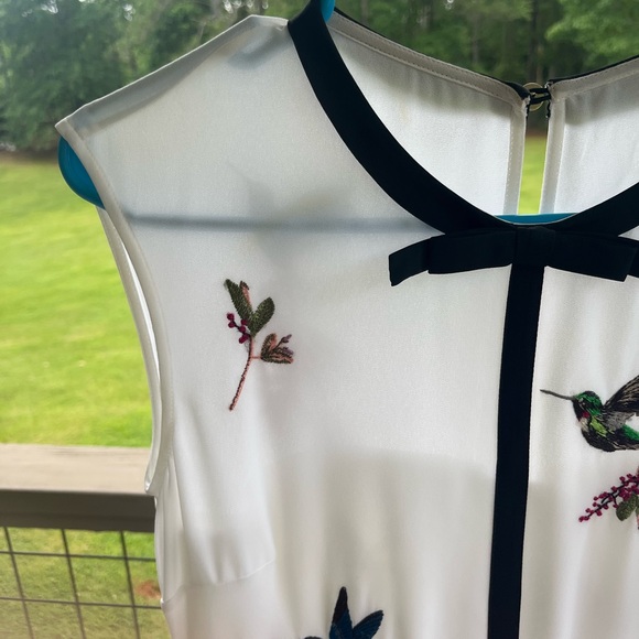 Ted Baker White Embroidered hummingbird Lina Midi Dress size 1 - Picture 4 of 15